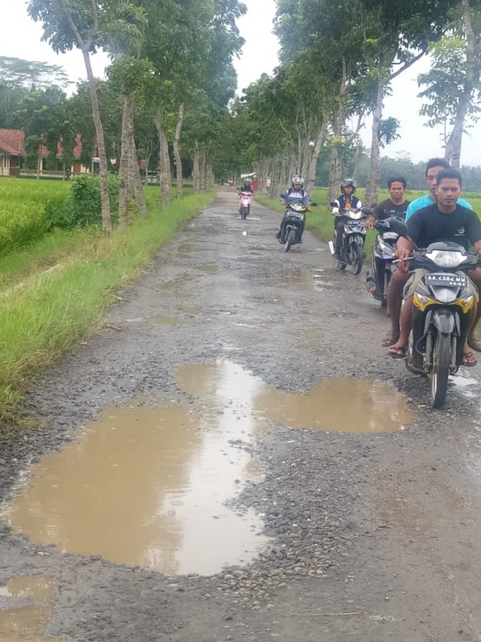 Titik utama kerusakan jalan di Desa Sawangan